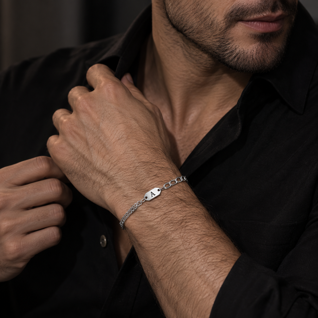Personalized Initial Layered Chain Bracelet